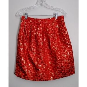 Anthro Lauren Moffatt Red and Gold Bubble Skirt